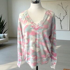 27 MILES MALIBU MADI CAMO LINEN BLEND SWEATER